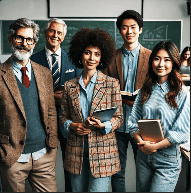 A group of multiracial college professors